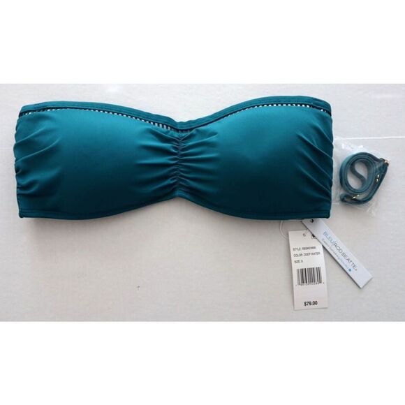 Bleu Rod Beattie Sz 8 Deep Water/Teal Behind the Seams Bandeau Bikini Top - Picture 1 of 5